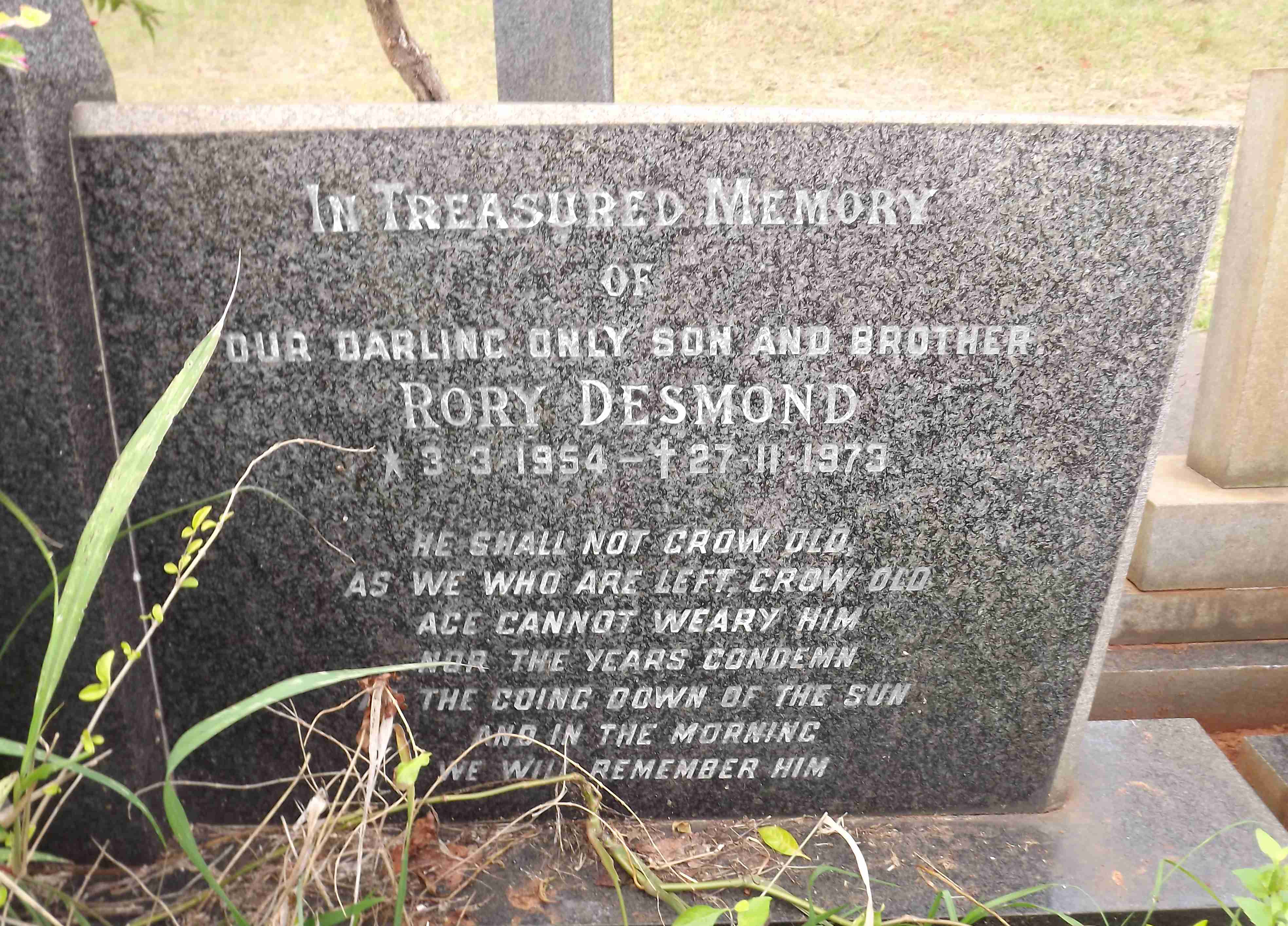 Photo from /search/photos/South Africa/Kwazulu Natal/DURBAN (RED HILL) CEMETERY/MAYOR_RD_2.jpg